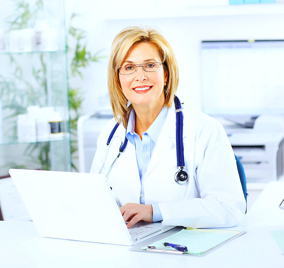 pharmacist with stethoscope smiling